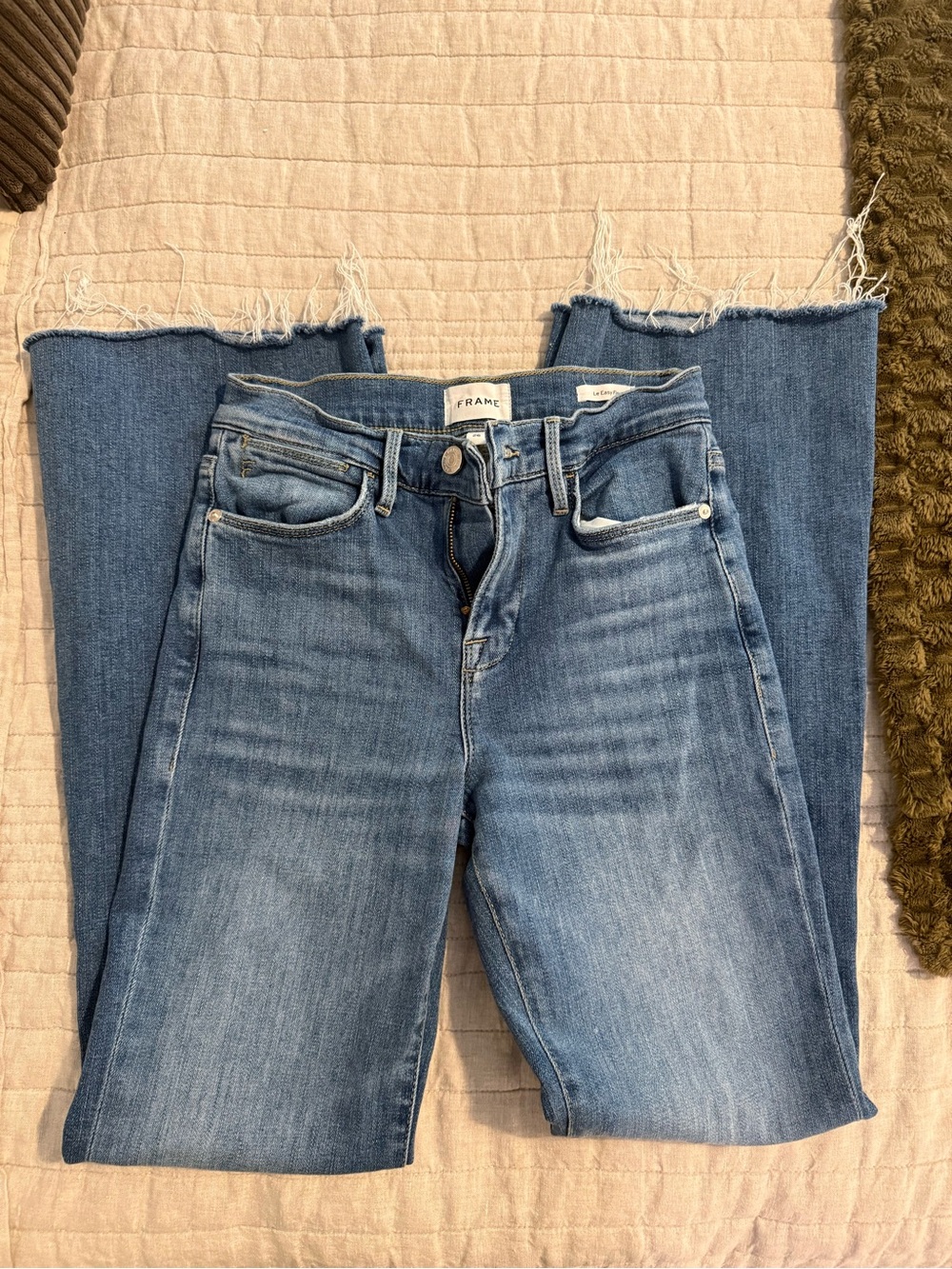 Frame Denim Straight Leg Jeans in Medium Blue Wash